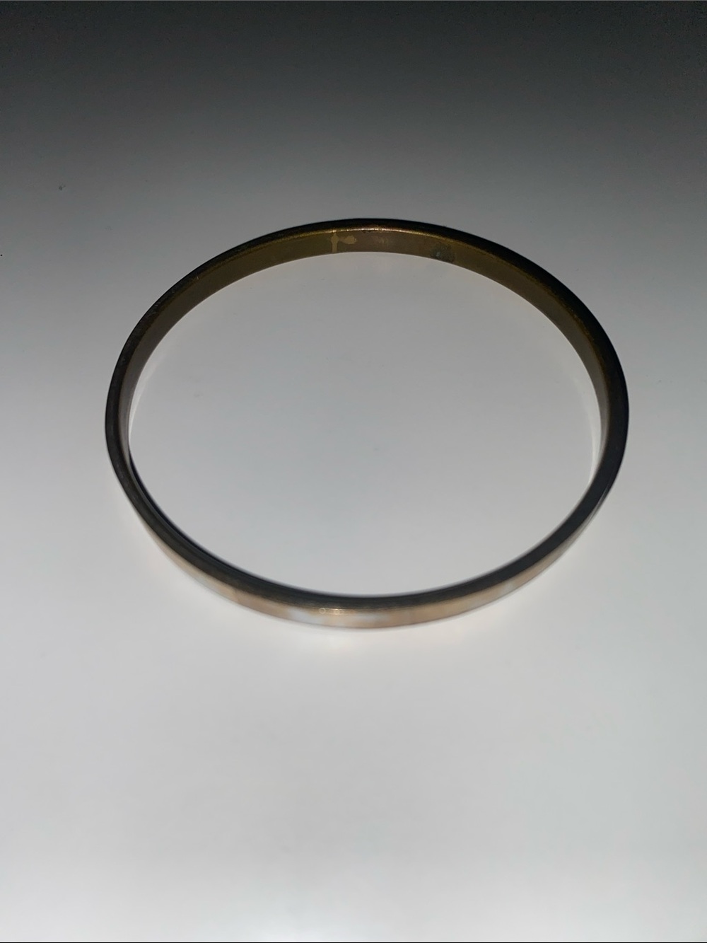 Mother of Pearl Brass Gold Tone Thin Bangle Bracelet Vintage